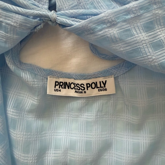 Princess Polly checkered blue front and back tie crop top - Picture 5 of 6